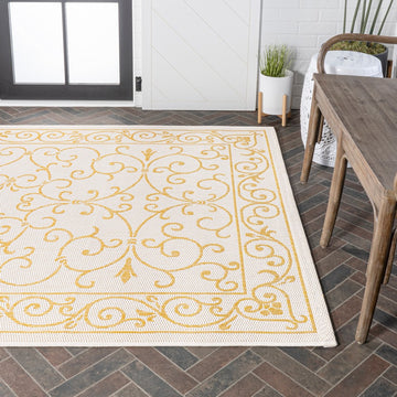 Charleston Vintage Filigree Textured Weave Indoor/outdoor Area Rug